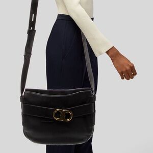 Tory Burch Small GEMINI Belted BLACK Leather Hobo Crossbody Bag